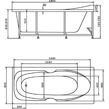 Aquatek Европа 180x80 Акриловая ванна с гидромассажем