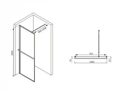 ABBER Immer Offen AG60100B8 душевая перегородка