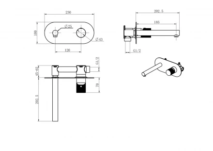 Boheme Stick 125-WCR Смеситель для раковины