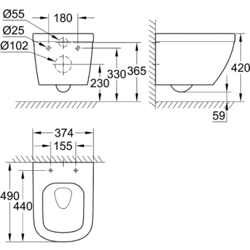 GROHE Euro Ceramic 39206000 Унитаз подвесной безободковый (чаша)