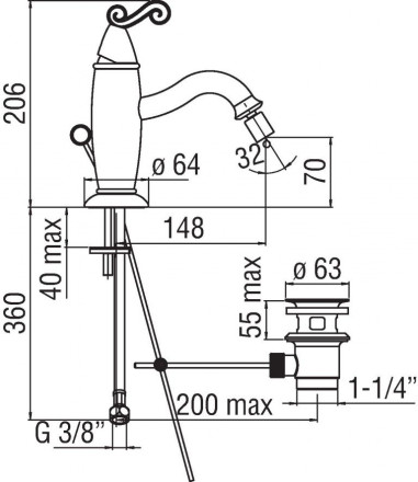 Nobili Dubai DB00119-1GD смеситель для биде