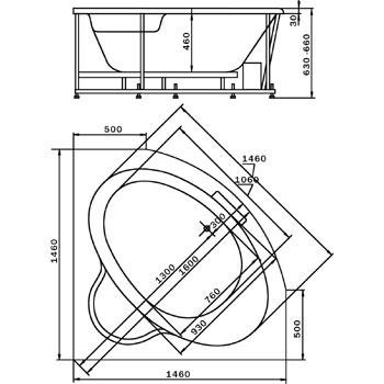 Aquatek Калипсо 146x146 Акриловая ванна с гидромассажем