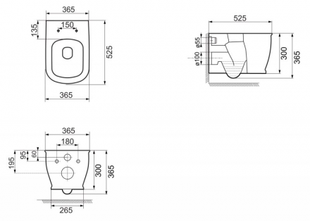 BelBagno Prado BB10150CH унитаз подвесной (чаша)