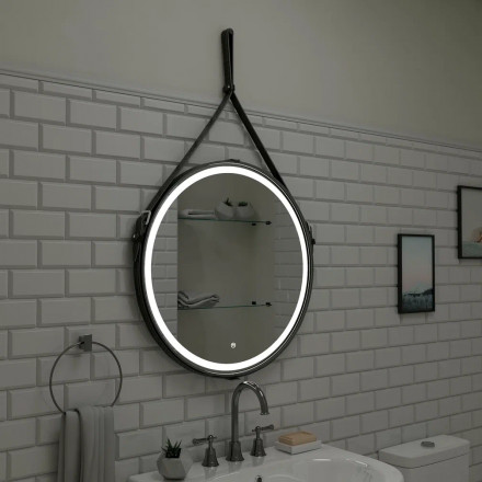 Континент Millenium Black Led D 650 зеркало на ремне из натуральной кожи черного цвета