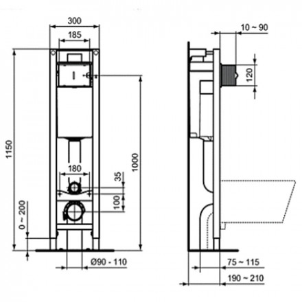 Ideal Standard E2332AC Инсталляция клавиша Prosys ECO oleas M2 белая