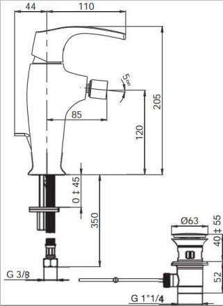 Jacob Delafon Symbol E73680 Смеситель для биде