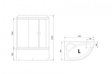 RB 140ALP-T душевая кабина 140x95x225 правая