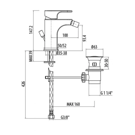GATTONI H2Omix1000 А0002337488 Смеситель для биде с донным клапаном хром