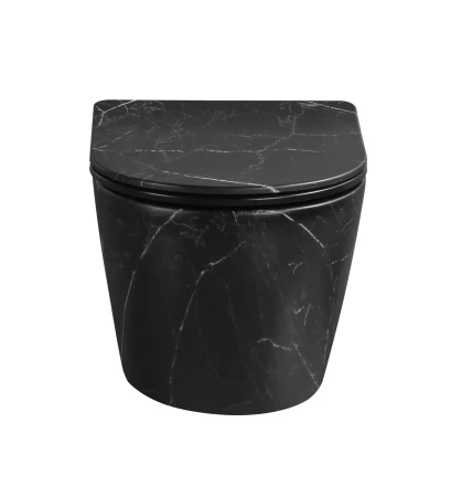 Milleau Vortex N MYL038BMAB  Унитаз подвесной безободковый с микролифтом матовый черный мрамор