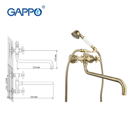 Gappo G2263-4-35S-4 Смеситель для ванны