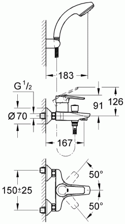 Grohe Eurostyle Cosmopolitan 3359220A Смеситель для ванны