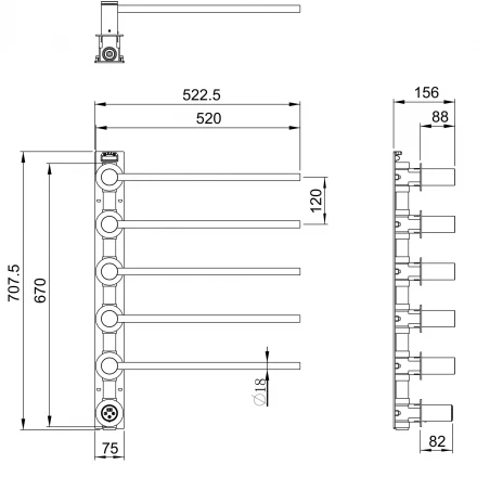 Wonzon &amp; Woghand Munchen WW-A355-MB Полотенцесушитель электрический напольный брашированное золото