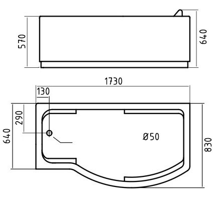 Gemy G9010 B Акриловая ванна 173x82 левая