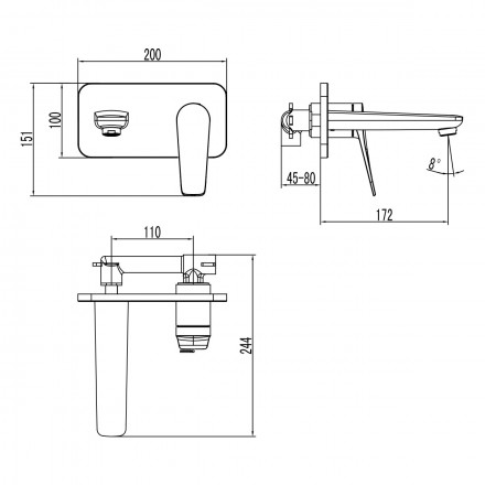 Lemark Bronx LM3726BL смеситель для раковины встраиваемый (черный)