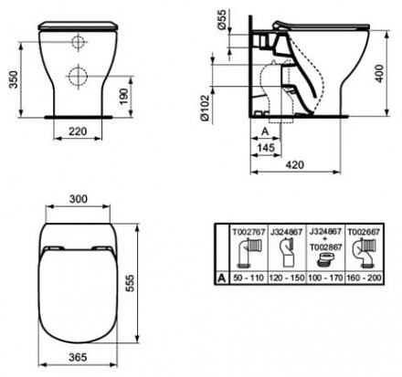 Ideal Standard Tesi T007701 AquaBlade Напольный унитаз (чаша)