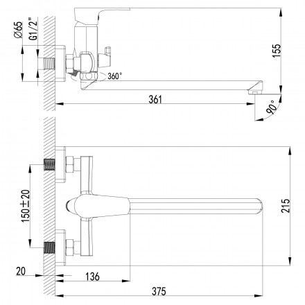 Lemark Plus Factor LM1651C смеситель для ванны и душа