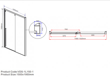 Vincea Lugano VDS-1L150CLB-1 душевая дверь