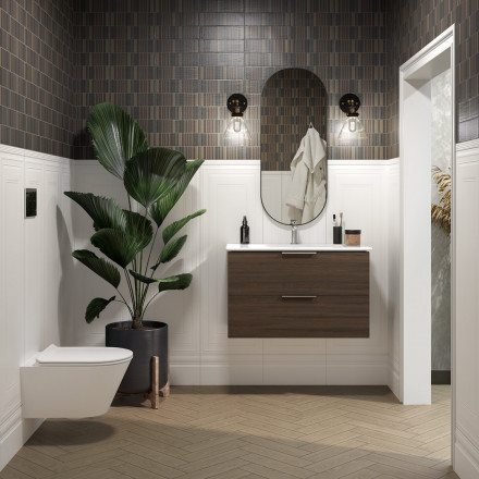 Kerama Marazzi Piano 85 тумба подвесная с ящиками, дымчатый вяз
