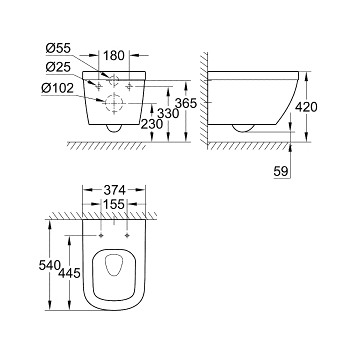GROHE Euro Ceramic 39328000 Унитаз подвесной безободковый (чаша)