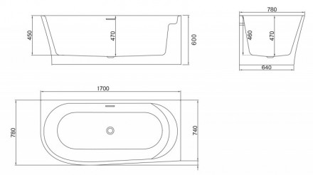 Belbagno BB410-1700 Акриловая ванна 170x78 правая