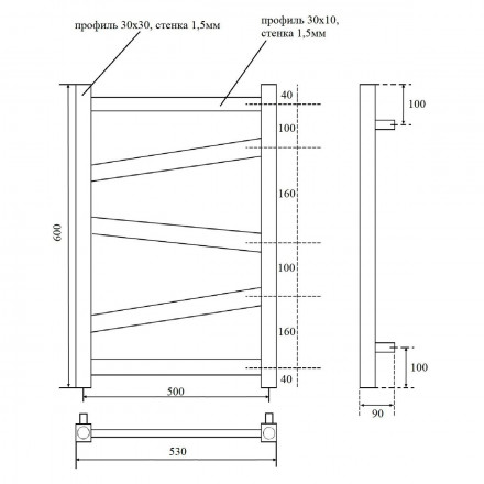 Point Феникс PN15156WE П5 500x600 Полотенцесушитель электрический левый/правый, белый
