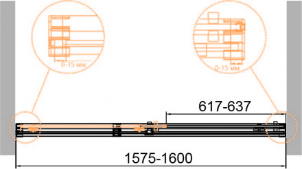 CEZARES ELENA-W-B-13-40+60/40-C-Cr душевая дверь