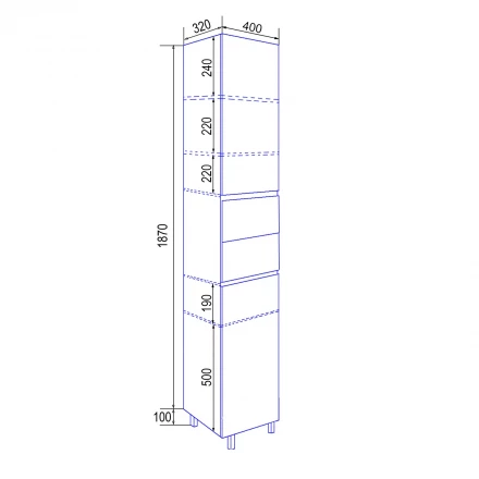 Azario Эстима 40 CS00094561 Пенал напольный правый графит