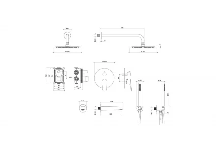 AQUATEK БЕТТА AQ1173MB set 4 в 1 душевой комплект