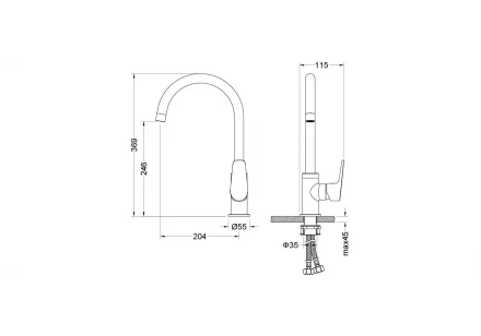AQUATEK БЕТТА AQ1182MB cмеcитель для кухни