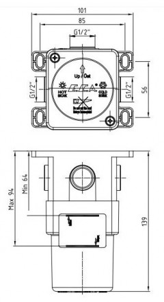 E.C.A 102166102C1EX Скрытая часть для смесителя