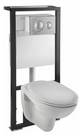 Vitra Normus 9773B003-7203 Унитаз подвесной в комплекте с инсталляцией (клавиша хром матовый)