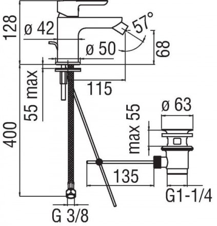 Nobili ABC AB87119-1CR смеситель для биде