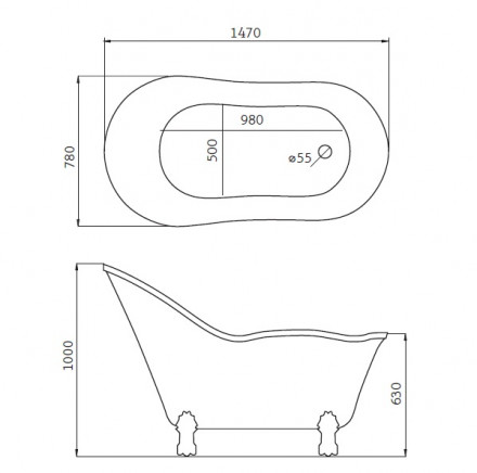 Belbagno BB08 Акриловая ванна 147x78