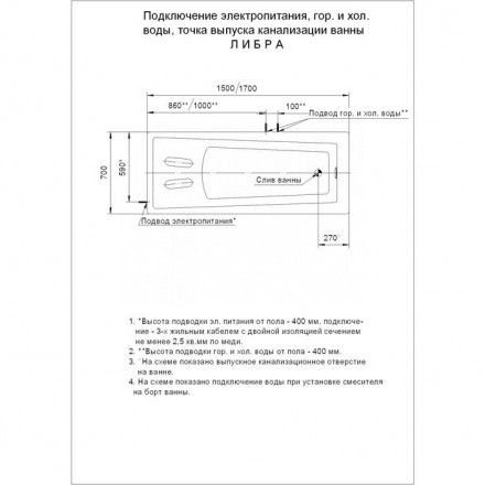 Aquatek Либра 150x70 Акриловая ванна с гидромассажем