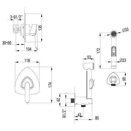 Lemark Mars LM3519C смеситель с гигиеническим душем, встраиваемый