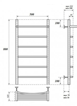 POINT PN04158PE П5 500x800 с полкой полотенцесушитель электрический