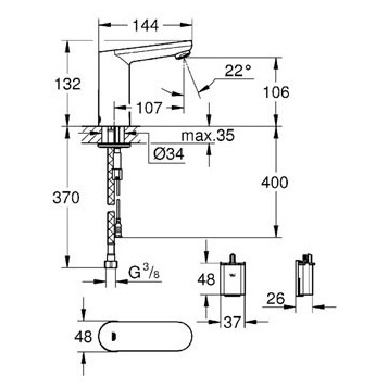 Grohe Eurosmart Cosmopolitan E 36330001 Смеситель для раковины электронный