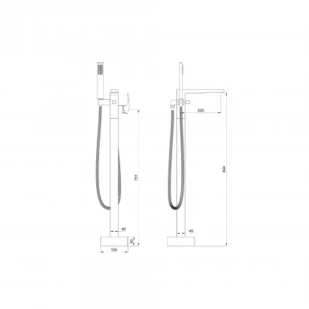 Wonzon &amp; Woghand Fit WW-88649009-MB Смеситель для ванны напольного монтажа брашированное золото