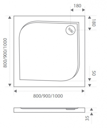 Good Door Квадро 90x90 душевой поддон