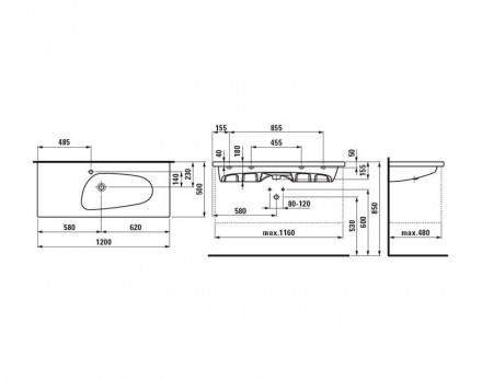 Laufen Palomba 8.1480.6.000.104.1 раковина 120x50 см