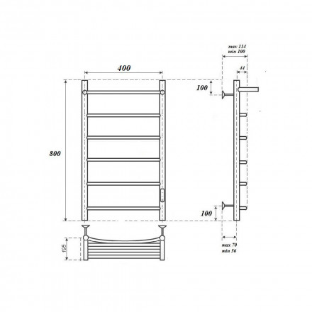 Point Афина PN04848PB П5 Полотенцесушитель электрический 400x800 с полкой (диммер справа, черный)
