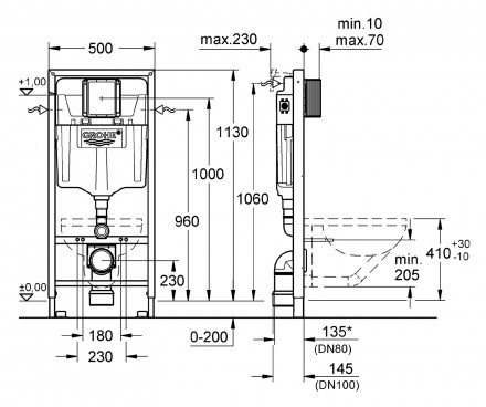Grohe Rapid SL 38528001 Инсталляция для подвесного унитаза