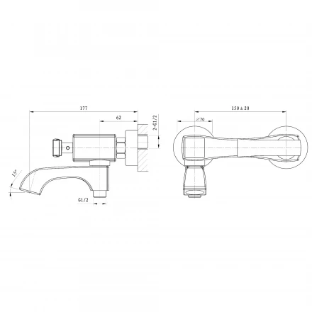 Wonzon &amp; Woghand Triumph WW-563101-CR Смеситель для ванны брашированное золото