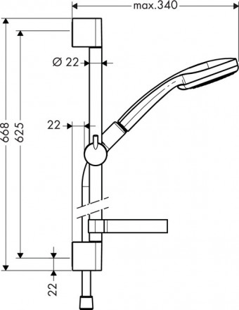 Hansgrohe Croma 100 Mono/Unica&#039;C 27717000 Душевой гарнитур 65 см