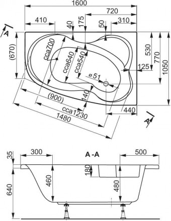 Vagnerplast Melite 160x105 L акриловая ванна