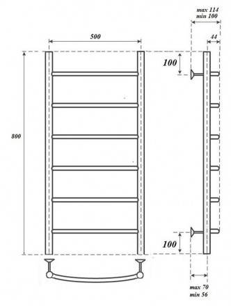POINT PN04158E П6 500x800 полотенцесушитель электрический
