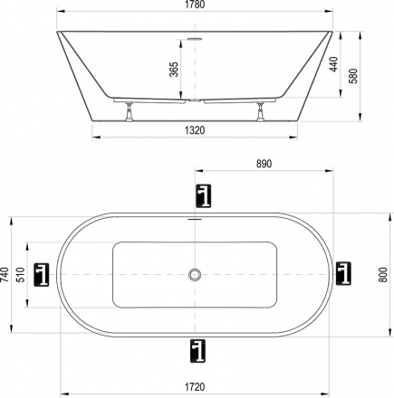 Ravak Solo Акриловая ванна 178x80