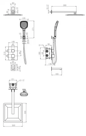 Grocenberg GB5050BG душевая система с термостатом