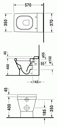 Duravit 2nd Floor 0110090000 Напольный унитаз под скрытый бачок (чаша)