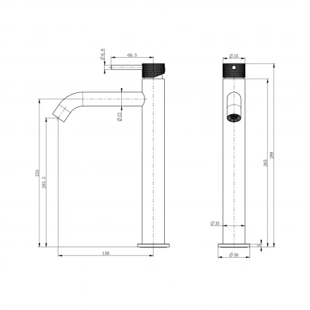 Wonzon &amp; Woghand WW-H1062-MB Смеситель для раковины высокий черный матовый